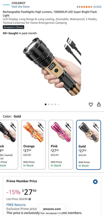 Rechargeable Flashlight - Medium