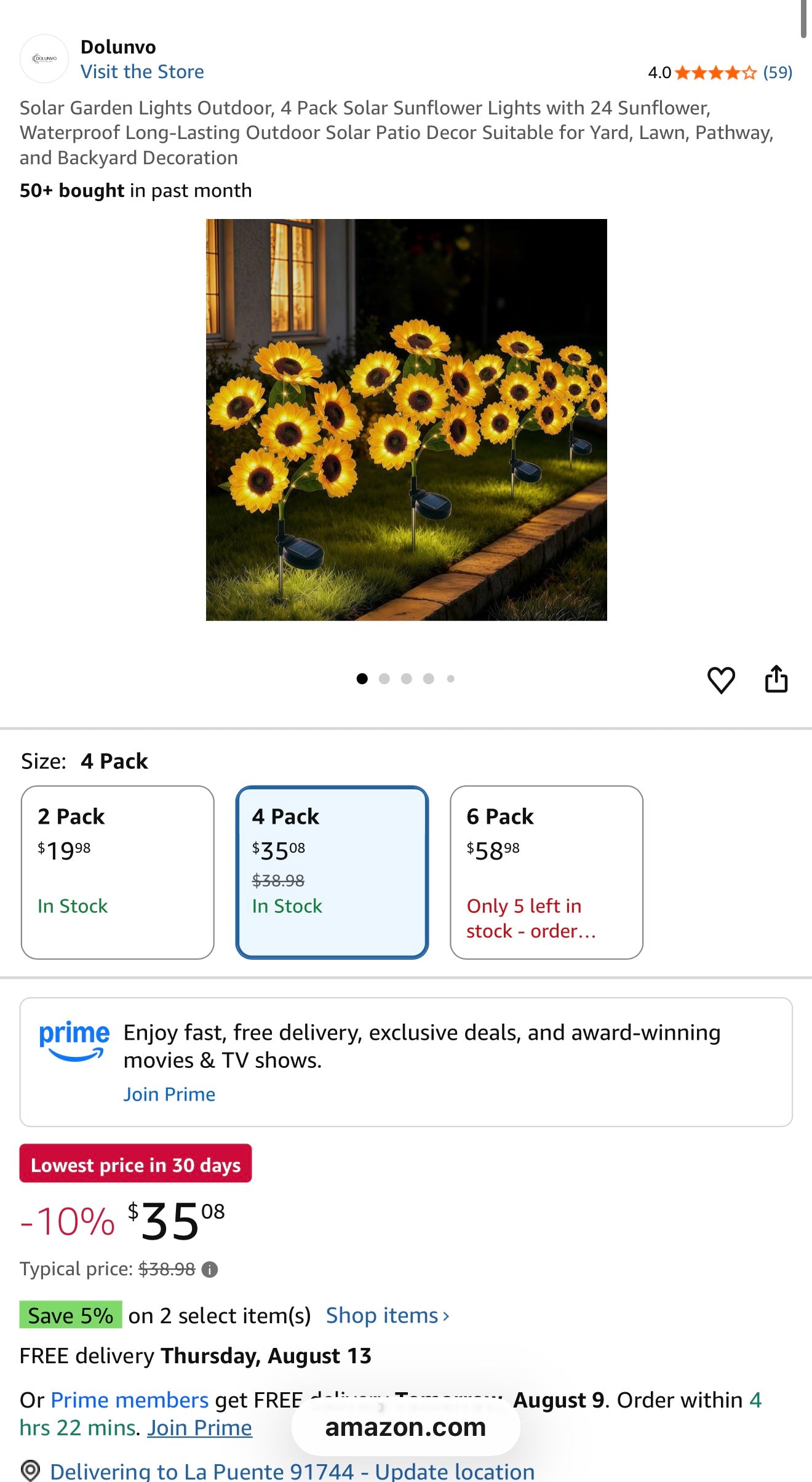 Solar Sunflower Light - 4PCS
