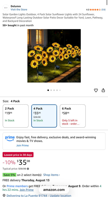 Solar Sunflower Light - 4PCS