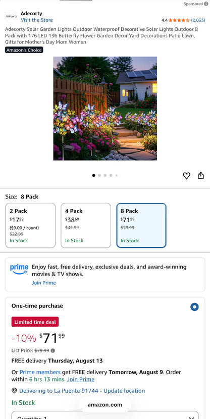 Solar Outdoor Butterfly Lights - 6 PCS